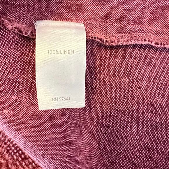 J. Jill Love Linen A-Line Dress Women's Size S/P Burgundy Short Sleeve V-Neck - Picture 6 of 7